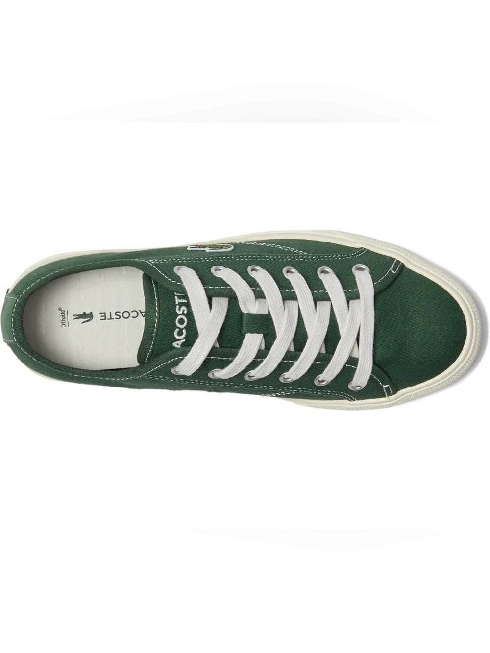 Lacoste Backcourt Men’s size 12 Green Canvas Low-Top Sneakers with White Laces